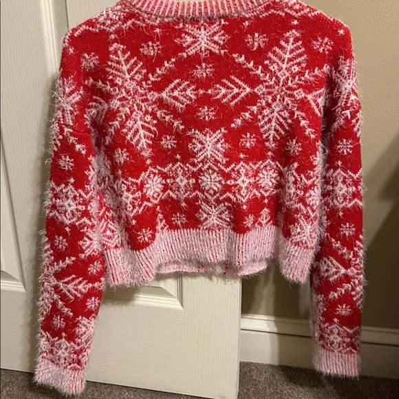 Festive Red and White Snowflake Cardigan - Picture 2 of 6
